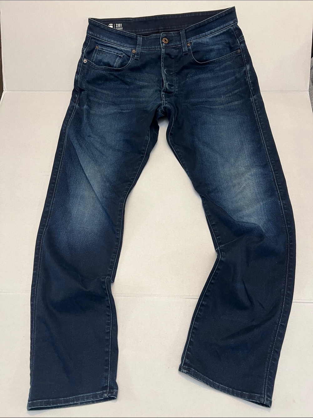 G-Star RAW 3301 Tapered Men's Jeans dark wash button fly size 33